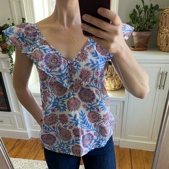 J.Crew ruffle neck top. - Picture 2 of 12